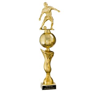 eberin · Fußball Pokal, Fußball Trophäe für Torschützen · Tippkicker · Soccer · Tischfußball · Fussball · Hallenturnier Award Golden Ball auf Mamorsockel, gold, personalisierbar mit Wunschtext, wählbar in 10 Größen, oder als 10er-Serie