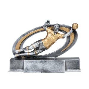 eberin · Fussball Torwart Pokal · Resinfigur Fußball Torwart · Bester Schlussmann · Keeper Auszeichnung · Silber Gold · Fußballpokal mit Gravur · Größe 12 cm