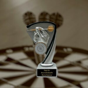 eberin · Dart Pokal - eine Auszeichnung für jeden Darts-Fan! Dart WM · Dartturnier · Wanderpokal · Kneipe · Event · ins Bullseye treffender Dartpfeil · Dartpokal mit Gravur