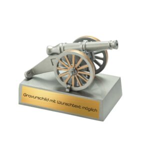 eberin · Fußball Pokal Torkanone · Auszeichnung Spieler · Resin Fussball Pokal Tor-Kanone Silber · mit oder ohne Gravur · 13x10cm ·